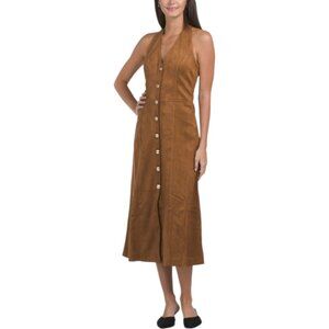 ENDLESS ROSE Faux Suede Fitted Midi Dress